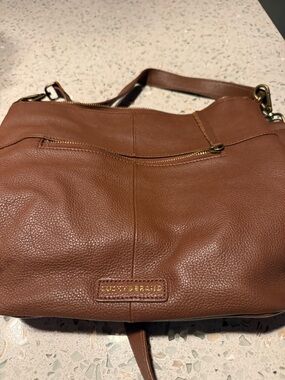 Lucky Brand Chestnut Brown Pebbled Leather Crossbody Bag